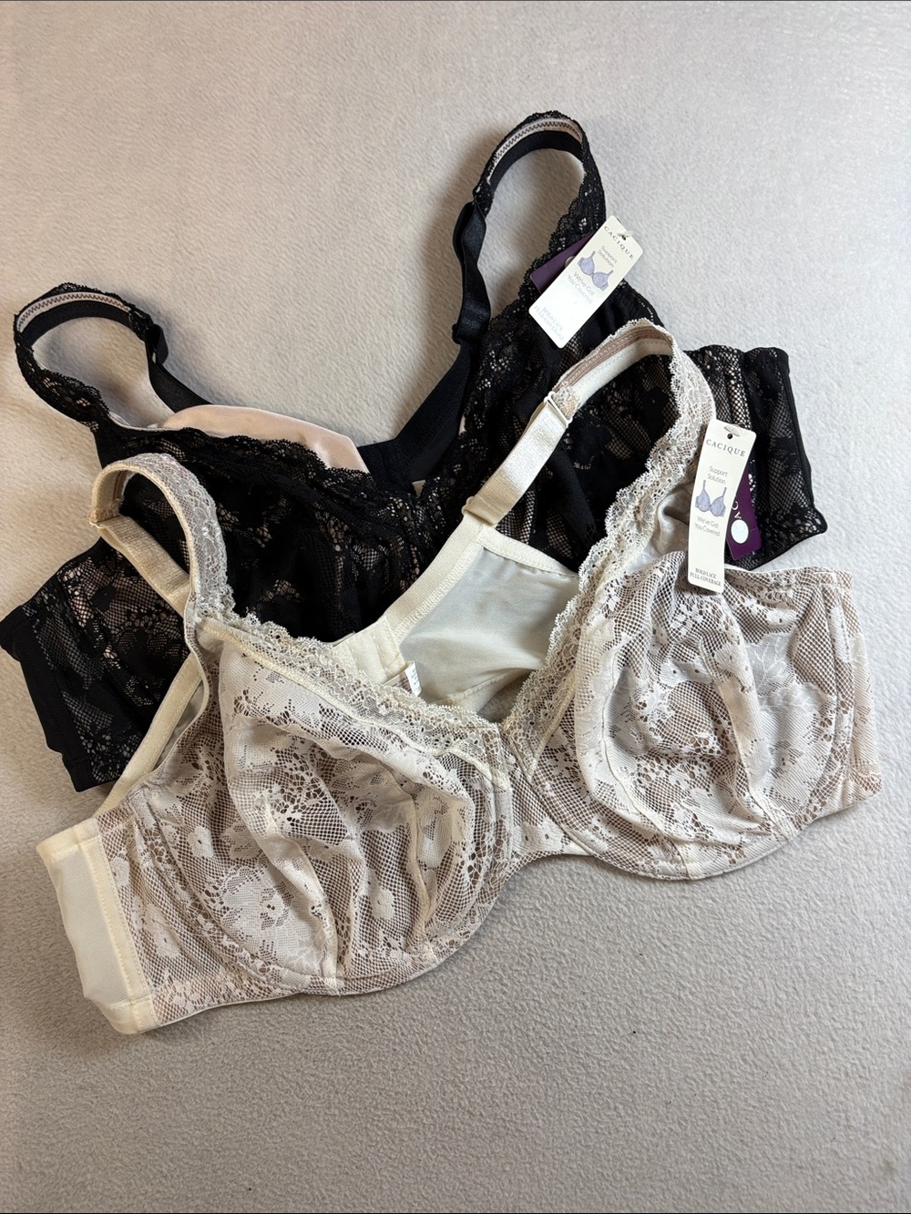 Cacique Lace Underwire Bra Set in Black & Cream. Two Bras for price of one!